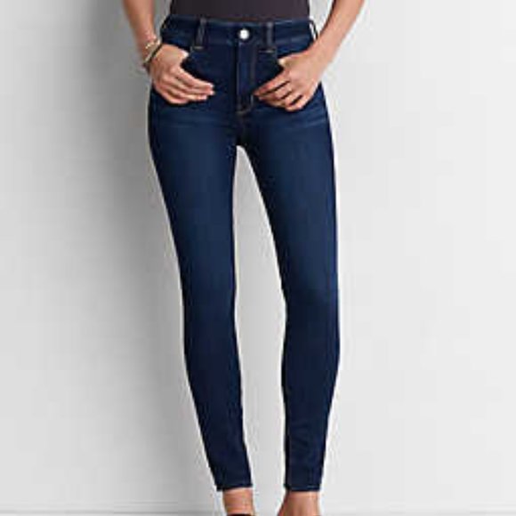 American Eagle Basic Blue/Medium-Dark Wash Jeggings - Size 00 - Picture 1 of 6